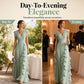 Abito Maxi in Chiffon con Scollo a V e Volant da Donna