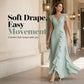 Abito Maxi in Chiffon con Scollo a V e Volant da Donna