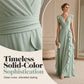 Abito Maxi in Chiffon con Scollo a V e Volant da Donna