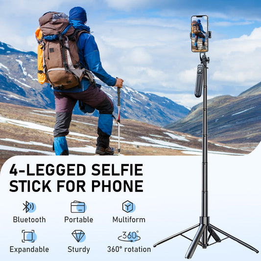 🎁 2026 NUOVI ARRIVI – 50% DI SCONTO! 💥 Treppiede Selfie Stick 2-in-1 a 4 Gambe per Telefono – Estensibile, Base Stabile e Compatto per Foto e Video Perfetti 📱✨