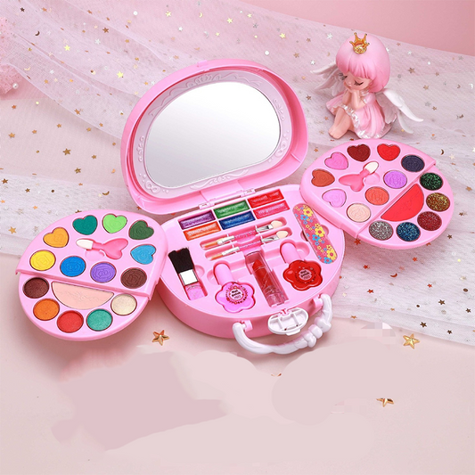 💄✨ Kit Trucco Giocattolo Bambine con Borsetta Rosa Portatile – Formula Lavabile & Sicura, Palette Multi-Strato con Specchio, Idea Regalo 🎁👧