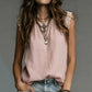 🌸 SCONTO 50% ORA! 🌸 Top Senza Maniche con Collo Rotondo e Pizzo da Donna