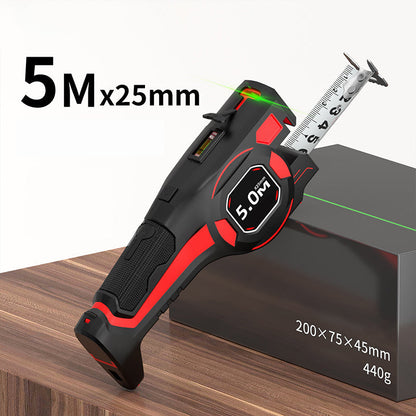 📏 Metro a Nastro 2-in-1 con Laser Verde – 5m, Livella Integrata, Blocco Automatico e Ricarica USB-C 🔋