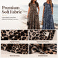 🌸 50% DI SCONTO ORA! 🌸 Abito Maxi da Donna con Stampa Leopardata e Tasche, Maniche Corte, Casual