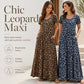 🌸 50% DI SCONTO ORA! 🌸 Abito Maxi da Donna con Stampa Leopardata e Tasche, Maniche Corte, Casual