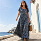 🌸 50% DI SCONTO ORA! 🌸 Abito Maxi da Donna con Stampa Leopardata e Tasche, Maniche Corte, Casual