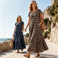 🌸 50% DI SCONTO ORA! 🌸 Abito Maxi da Donna con Stampa Leopardata e Tasche, Maniche Corte, Casual