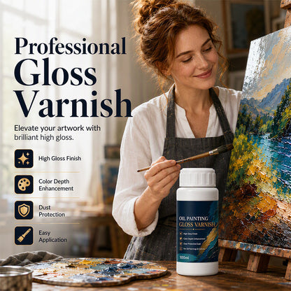 🎨 Vernice Lucida Professionale per Dipinti ad Olio ✨🖼️ - Brillantezza Istantanea | Profondità Colori | Auto-Livellante | Anti-Polvere | 100ml + Pennello | 50% DI SCONTO