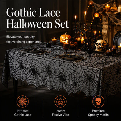 Set Tovaglia e Tovagliette con Motivi Halloween Spettrali