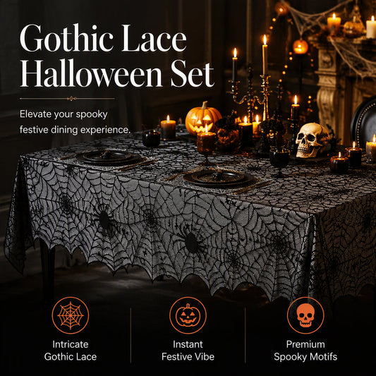 Set Tovaglia e Tovagliette con Motivi Halloween Spettrali