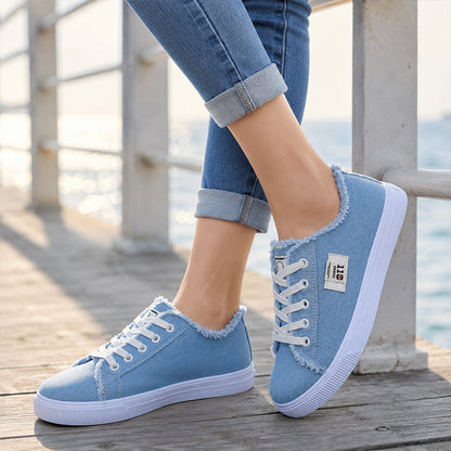 Sneakers Casual Piatte in Tela da Donna