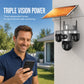 🛡️ 50% DI SCONTO – Telecamera di Sorveglianza Solare WiFi con Tre Obiettivi & Tre Viste – Testa PTZ Rotante, Basso Consumo – Per Esterni Senza Corrente 📡