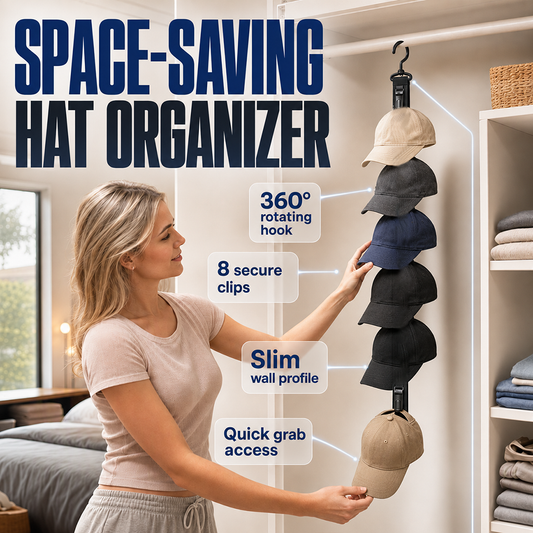 ✨ Portacappelli da Parete con 8 Clip – Risparmia Spazio e Mostra la Tua Collezione di Cappelli, per Camera da Letto e Armadio