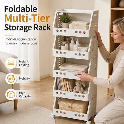 ⏰Carrello Organizer Multilivello Pieghevole con Ruote