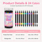 Set di 24 penne per nail art a doppia punta
