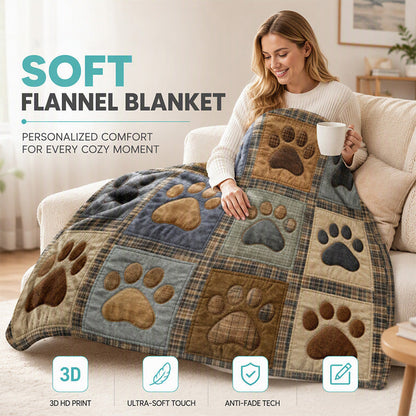 🐾 Coperta Morbida in Flanella a Impronte di Zampa | Calda e Avvolgente ma Leggera 🤗 | Stampa Vivace e Duratura ✨ | 2 Colori e 7 Dimensioni, da 70×100 a 160×220 cm 📏 | Perfetta per Divano, Letto e Viaggi 🛋️