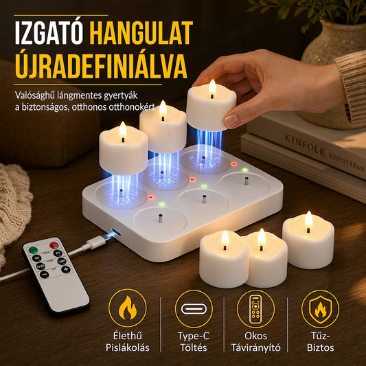 🕯️ Candele LED Ricaricabili Senza Fiamma – Lumini Tealight con Base di Ricarica e Telecomando ✨