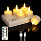 🕯️ Candele LED Ricaricabili Senza Fiamma – Lumini Tealight con Base di Ricarica e Telecomando ✨
