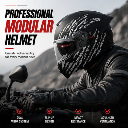Casco Moto Modulare Apribile con Doppia Visiera