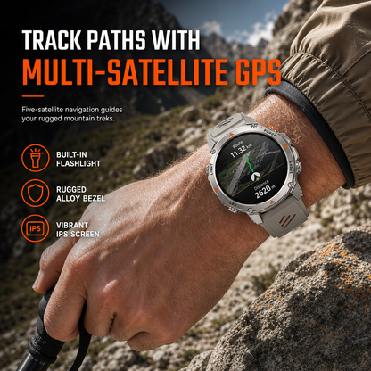 ⏰ Smartwatch Militare Outdoor con Chiamate Bluetooth, GPS e Torcia LED Integrata 🏃‍♂️
