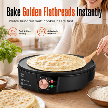 Piastra Elettrica Multifunzione per Colazione, Crêpe e Grill con Termostato Regolabile (220V EU)
