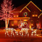 Set di Renne Natalizie Luminose a LED con Fiocco – Famiglia di Renne Decorative per Interno ed Esterno