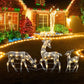 Set di Renne Natalizie Luminose a LED con Fiocco – Famiglia di Renne Decorative per Interno ed Esterno