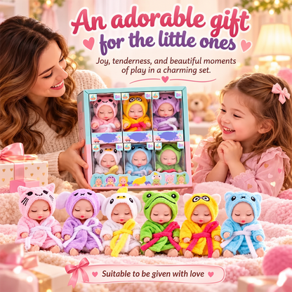 🎁Ora al 50% di sconto! Set di mini bambole reborn – Mini bambole realistiche con adorabili accappatoi a forma di animaletti, regalo perfetto per bambini