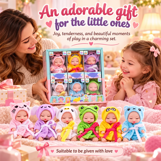 🎁Ora al 50% di sconto! Set di mini bambole reborn – Mini bambole realistiche con adorabili accappatoi a forma di animaletti, regalo perfetto per bambini