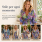 ⏳Offerta a tempo limitato⏰ Abito a trapezio con scollo a V e stampa floreale – Vita arricciata, orlo a balze, perfetto per l'estate 🌸
