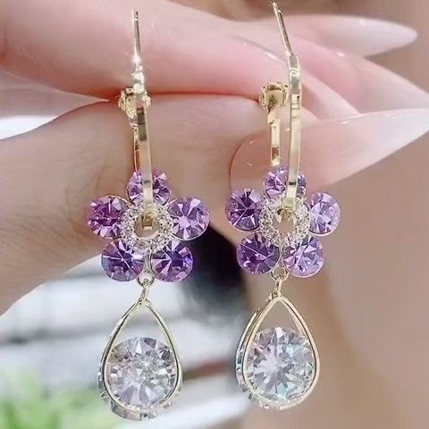 Flower Droplet Crystal Earring