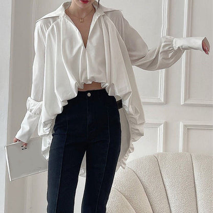 Women's Lantern Long Sleeve V-Neck Casual Blouse