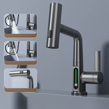 Pulling lifting digital display faucet