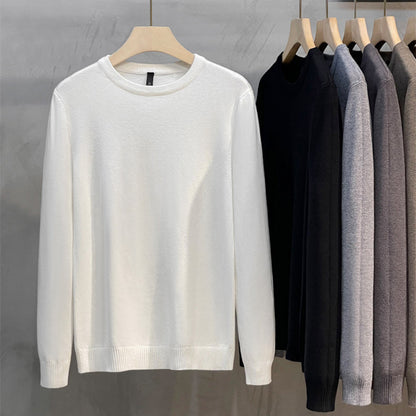 Men's solid color knitted crew neck base shirt