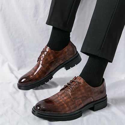 Men's  Fashion Crocodile Print Casual Business Leather Shoes