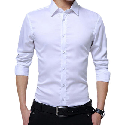 Men's Solid Long Sleeve Wrinkle-Free Formal Casual Shirt（50% OFF）