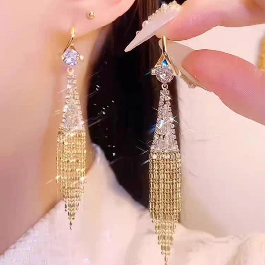 Rhinestone Tassel Earrings