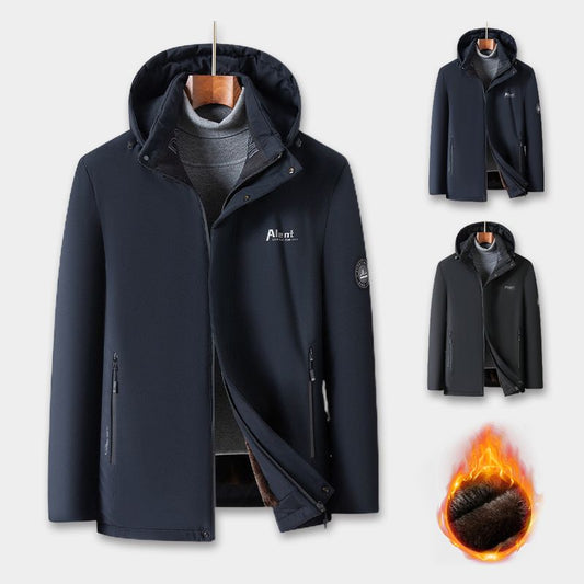 Padded Thermal Plush Parka Jacket with Removable Hood